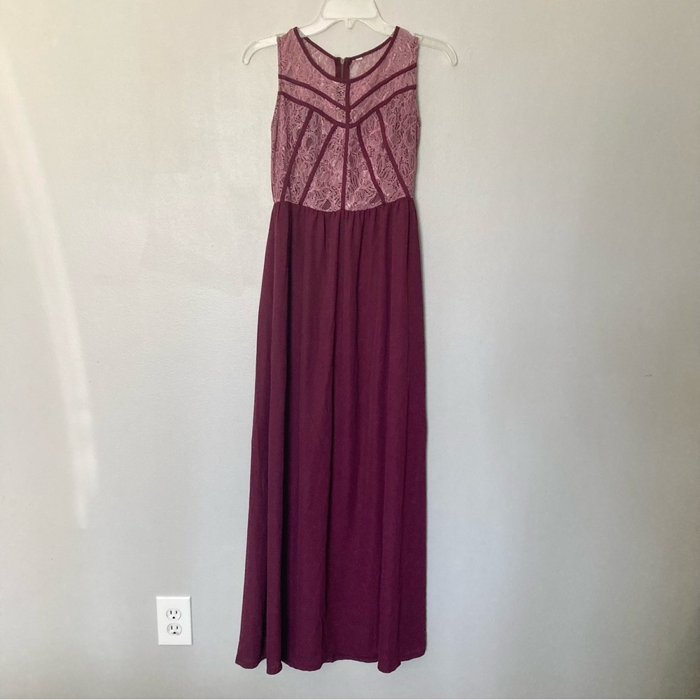 4/$10 - Burgundy Lace-Top Maxi Dress